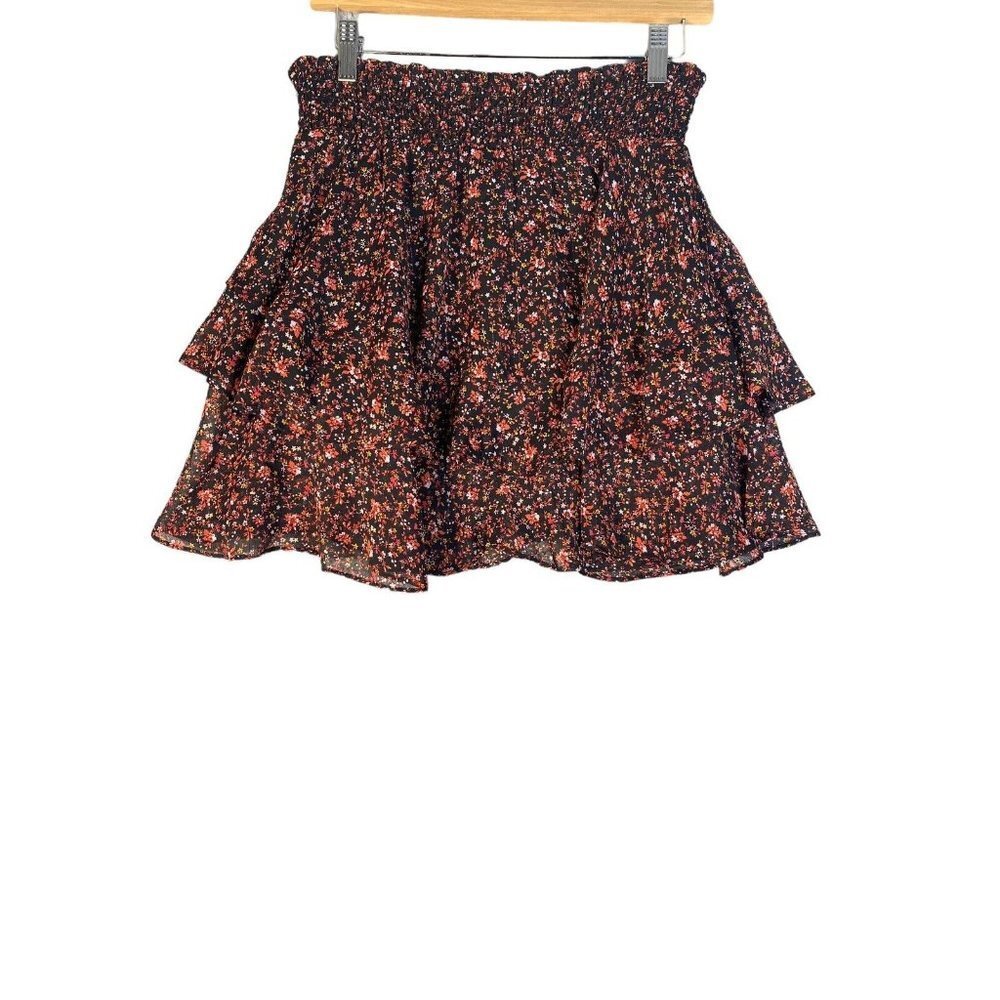 Socialite Womens Ruffle Mini Skirt Tiered‎ Floral Size Small